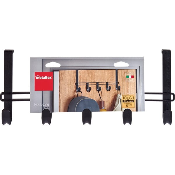 Černý kovový věšák na dveře 38 cm Lava – Metaltex-image-2