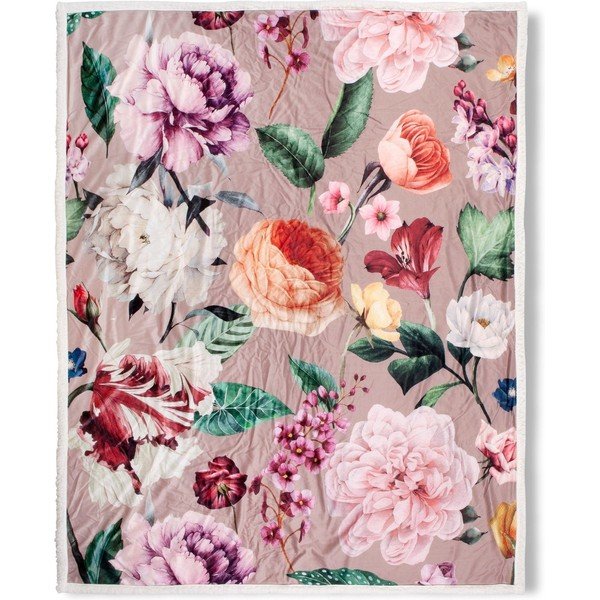 Béžová oboustranná deka Descanso Fiori, 130 x 160 cm-image-2