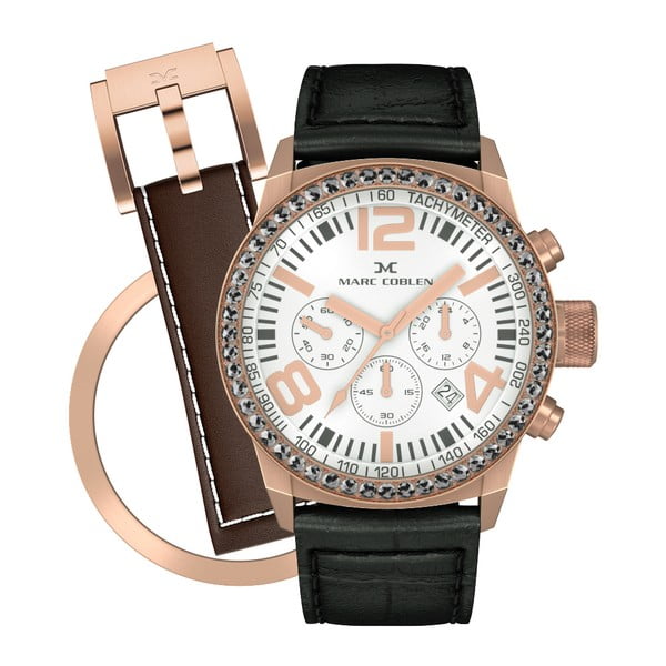 Dámské hodinky Marc Coblen s páskem a kroužkem navíc P55