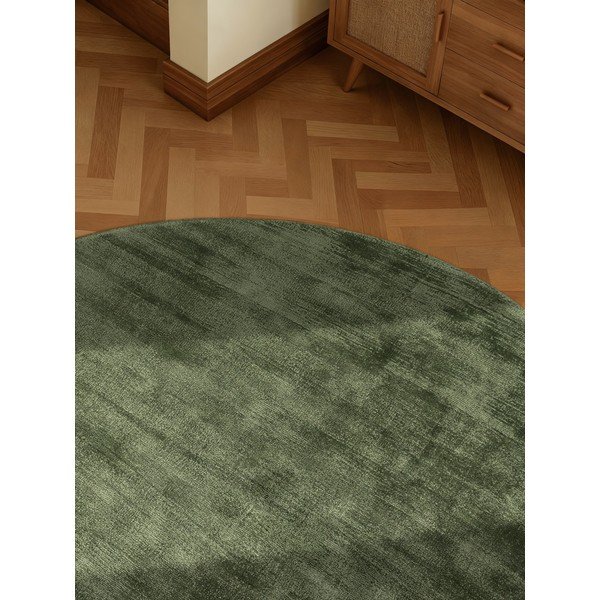 Zelený ručně tkaný kulatý koberec z viskózy ø 120 cm Noemi – Vikosa-image-3