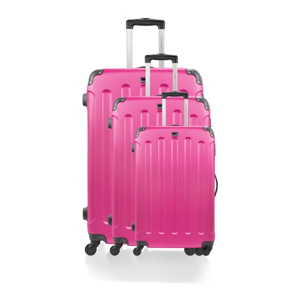 Sada 3 růžových kufrů na kolečkách Blue Star Madrid