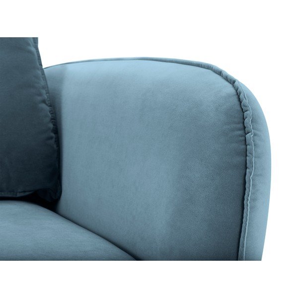 Světle modré sametové křeslo s černými nohami Kooko Home Lento-image-3