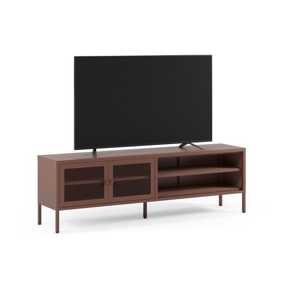 Vínový kovový TV stolek 160x50x35 cm Fayna – Marckeric-image-1