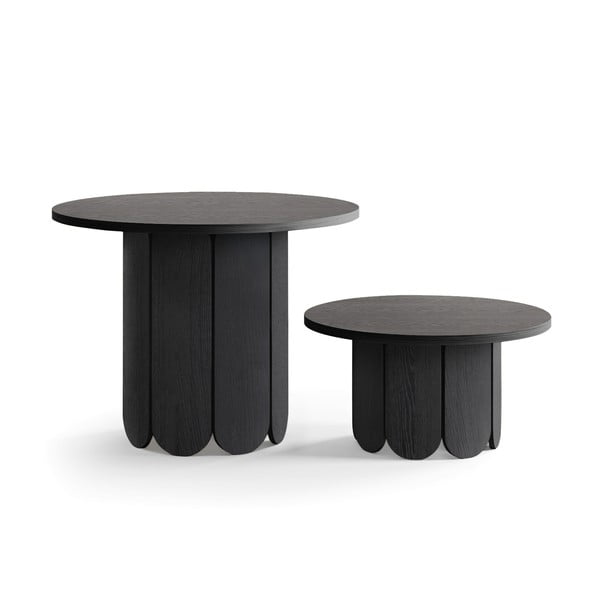 Černý kulatý konferenční stolek v dekoru dubu ø 78 cm Soft – Woodman-image-3