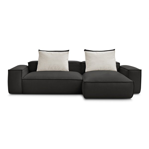 Černá rohová pohovka z imitace kůže (variabilní roh) Boheme – Bobochic Paris