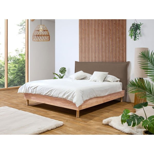 Hnědá/přírodní dvoulůžková postel s roštem 180x200 cm Charlie – Bobochic Paris-image-1