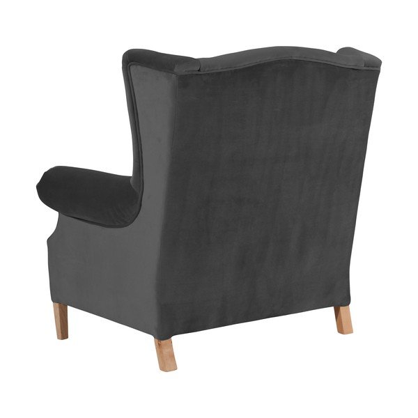 Antracitově šedé sametové křeslo ušák Max Winzer Harvey Velvet-image-3