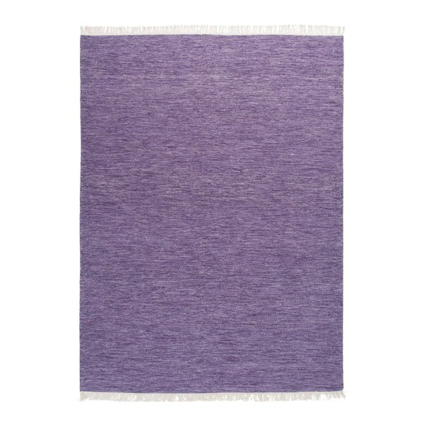 Šeříkově fialový ručně tkaný vlněný koberec Linie Design Solid, 90 x 160 cm