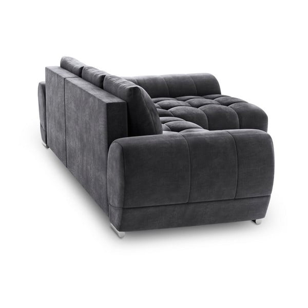 Tmavě šedá rozkládací rohová pohovka se sametovým potahem Windsor & Co Sofas Nuage, pravý roh-image-3