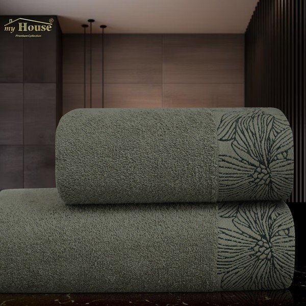 Tmavě zelený froté bavlněný ručník 50x100 cm Valencia – My House-image-1