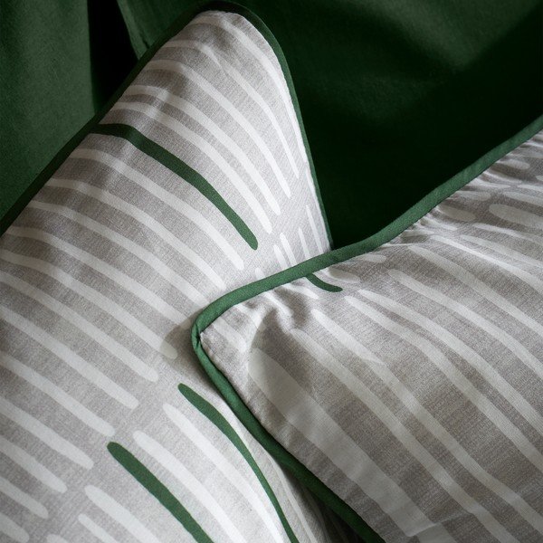 Šedo-zelené bavlněné povlečení na jednolůžko 135x200 cm Camden Stripe – Content by Terence Conran-image-3