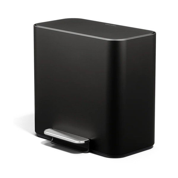 Matně černý ocelový odpadkový koš na tříděný odpad/nášlapný 15 l Dual Mini – simplehuman
