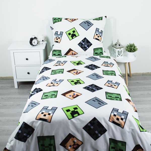 Zelené dětské povlečení na jednolůžko z mikrovlákna 140x200 cm Minecraft Block Stack – Jerry Fabrics-image-2
