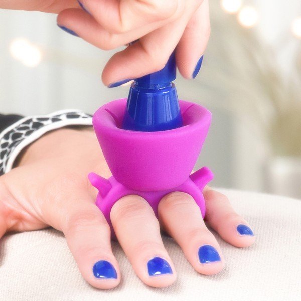 Fialový držák laku na nehty InnovaGoods Home Nail Salon