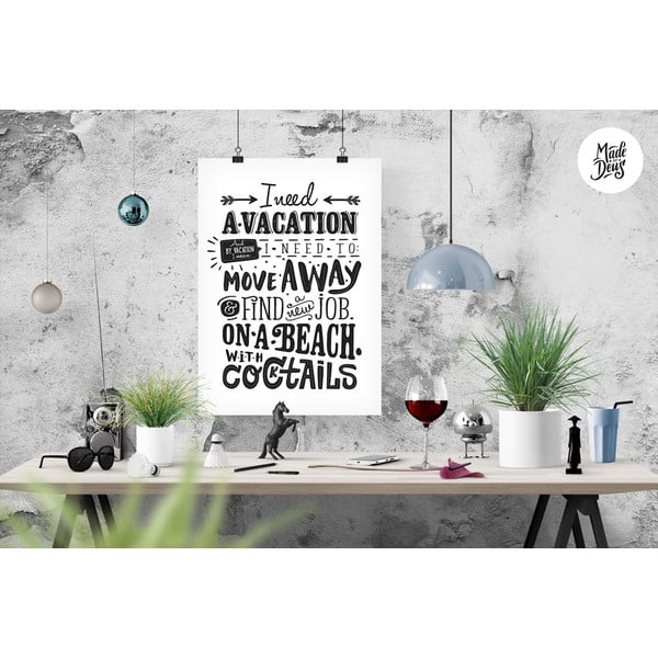 Plakát Vacation Black & White, A3