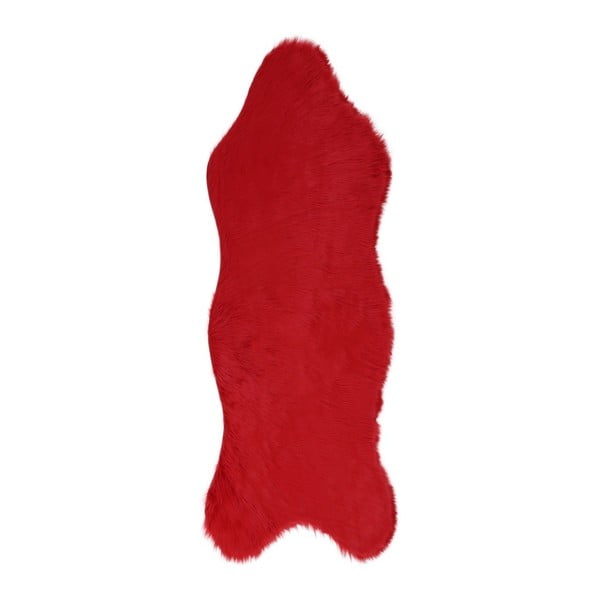 Červený běhoun z umělé kožešiny Pelus Red, 75 x 200 cm