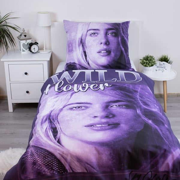Fialové bavlněné dětské povlečení na jednolůžko 200x140 cm Billie Eilish – Jerry Fabrics-image-1