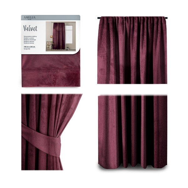 Fialový sametový závěs AmeliaHome Velvety, 245 x 140 cm-image-1