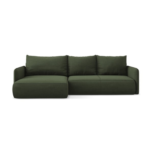 Zelená rozkládací/s úložným prostorem rohová pohovka (levý roh) Nanea – Makamii