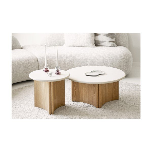Bílý/v přírodní barvě kulatý konferenční stolek s betonovou deskou ø 80 cm Motril – House Nordic-image-1