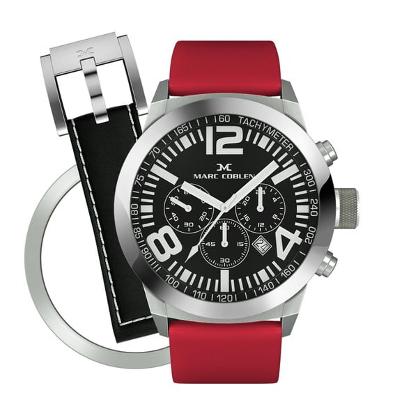 Unisex hodinky Marc Coblen s páskem a kroužkem navíc P109