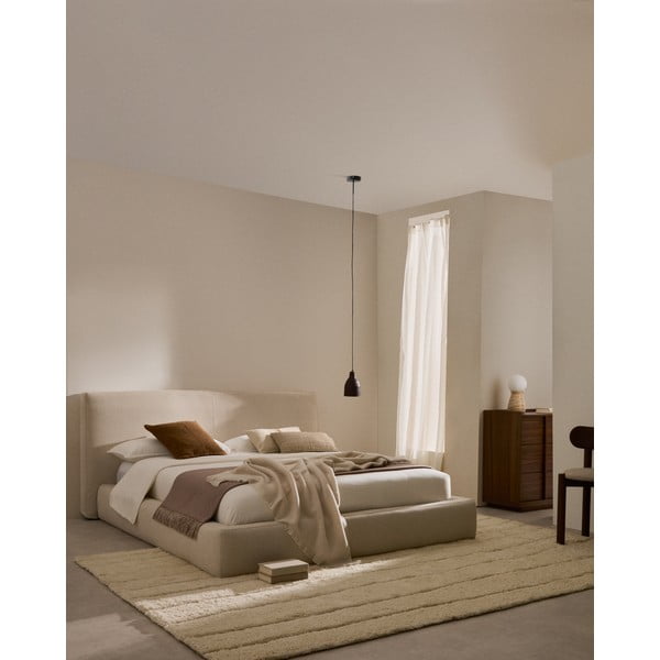 Béžová čalouněná jednolůžková postel bez roštu 90x200 cm Blok – Kave Home-image-1