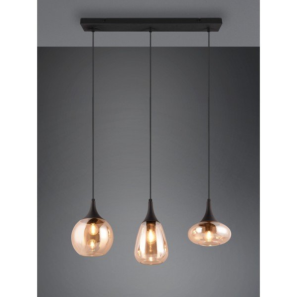 Černo-oranžové závěsné svítidlo se skleněným stínidlem Lumina – Trio-image-1