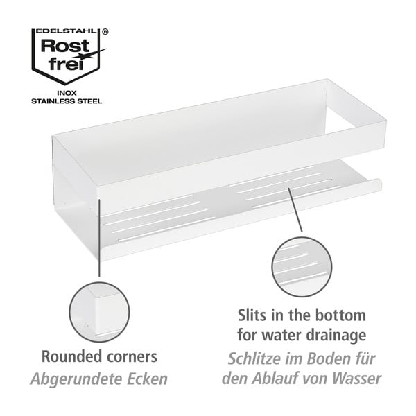 Matně bílá koupelnová polička bez vrtání Turbo-loc z nerezové oceli Genova – Wenko-image-4