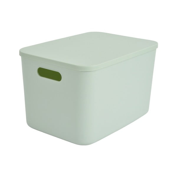 Světle zelený plastový úložný box s víkem 35,5x25,5x23 cm – Homéa