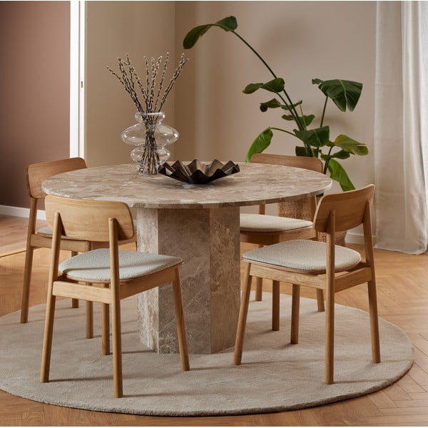 Světle hnědý mramorový kulatý jídelní stůl ø 130 cm Naxos – Actona-image-1