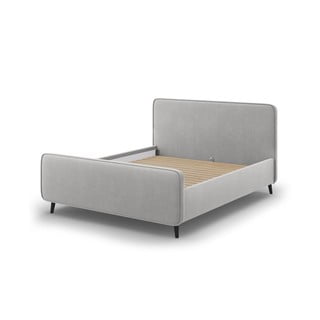 Světle šedá čalouněná dvoulůžková postel s roštem 160x200 cm Kaia - Micadoni Home
