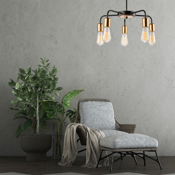 Černé závěsné svítidlo s kovovým stínidlem ø 45 cm Erica – LAMKUR-image-3
