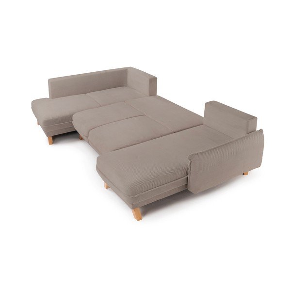 Taupe manšestrová rozkládací/s úložným prostorem rohová pohovka (levý roh/do "U") Tori – Bonami Selection-image-2