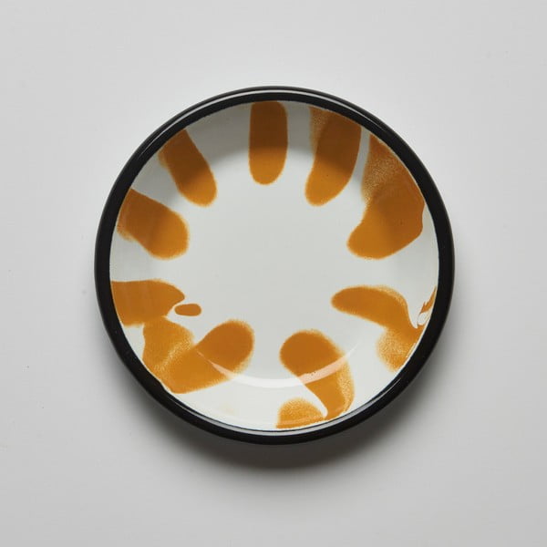 Oranžovobílý smaltovaný talíř Kapka Little Color, Ø 12 cm