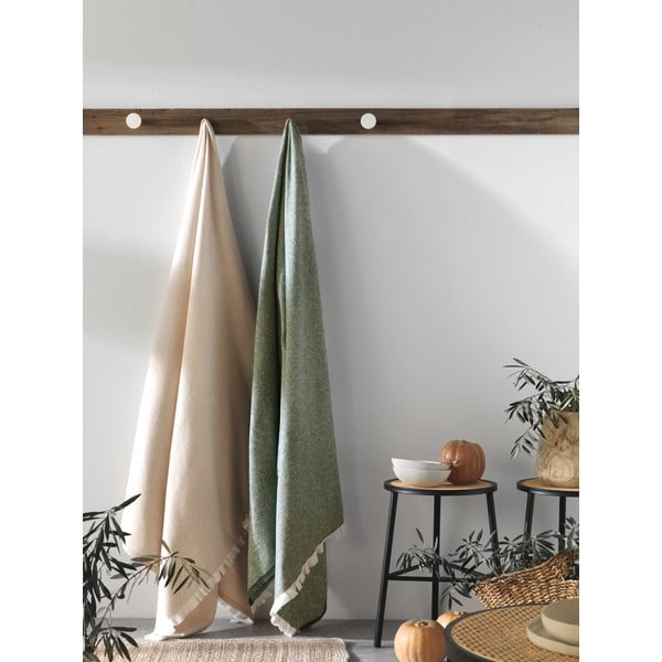 Modrý pléd s podílem bavlny Euromant Linen, 140 x 180 cm-image-2