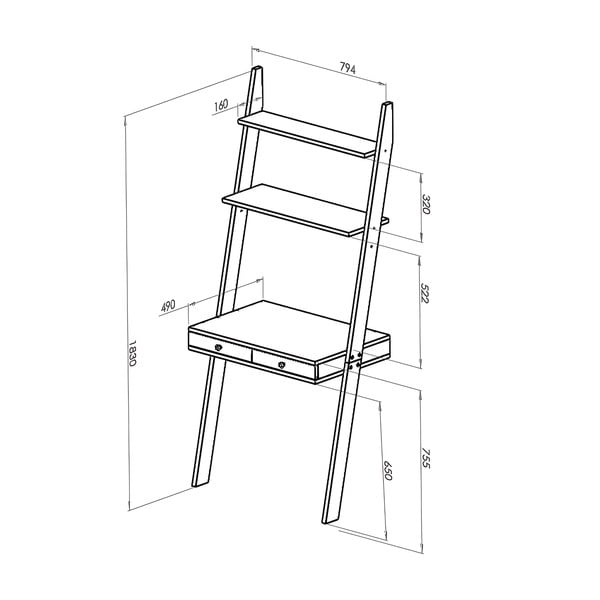 Bílý stojan s pracovní deskou a šuplíkem Ragaba Leno-image-2