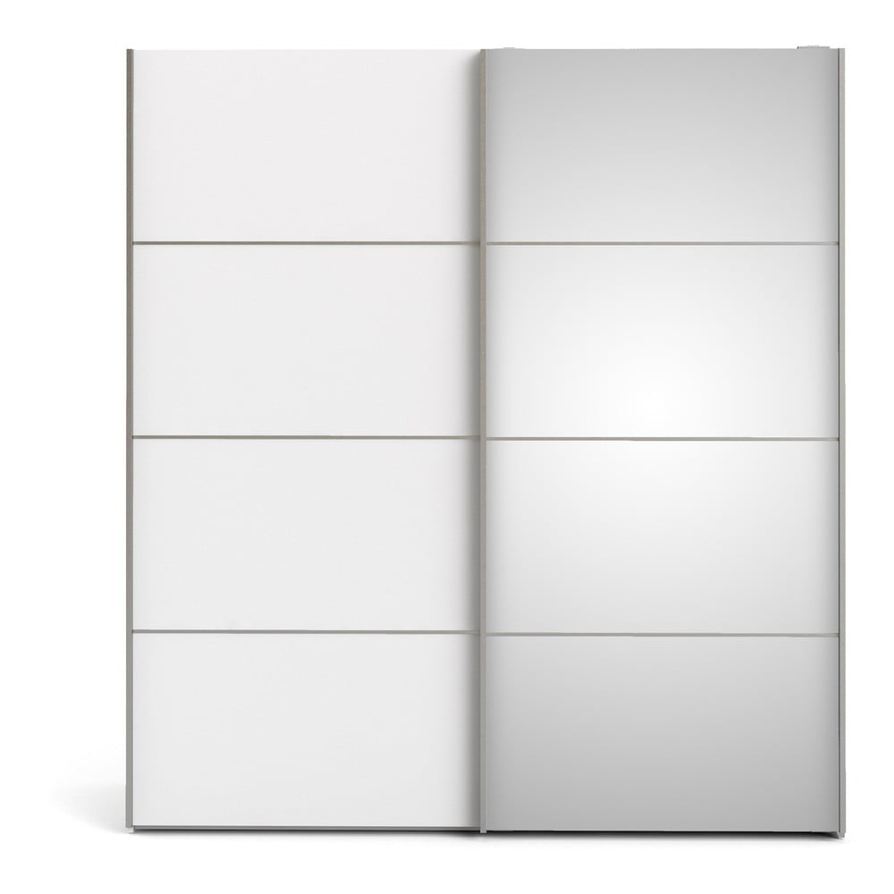 Bílá šatní skříň se zrcadlem a posuvnými dveřmi 182x202 cm Verona - Tvilum