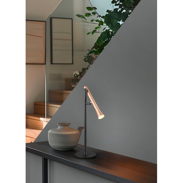 LED stolní lampa v černo-zlaté barvě s kovovým stínidlem (výška 53 cm) Fiato – Trio-image-1