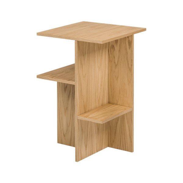 Noční stolek v dekoru dubu s poličkami v přírodní barvě Atik – noo.ma