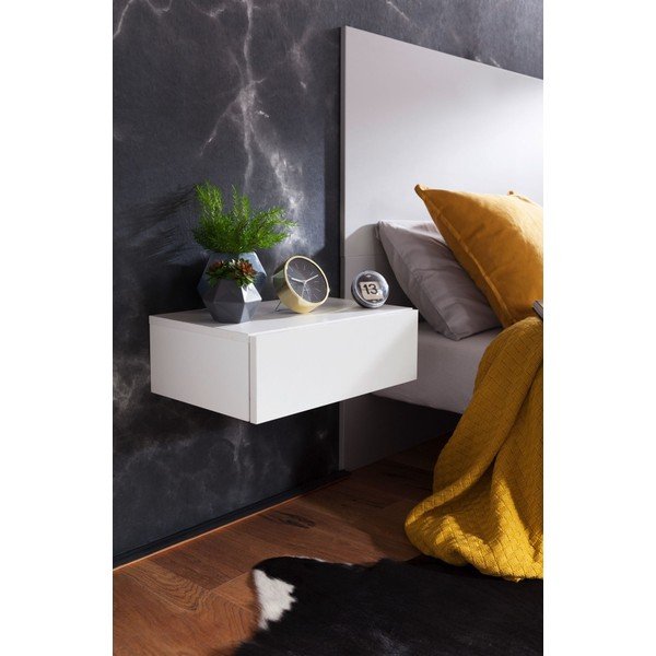 Bílý nástěnný noční stolek Skyport Wohnling Dream-image-3