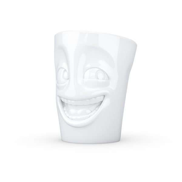 Bílý vysmátý porcelánový hrnek s ouškem 58products, objem 350 ml-image-1