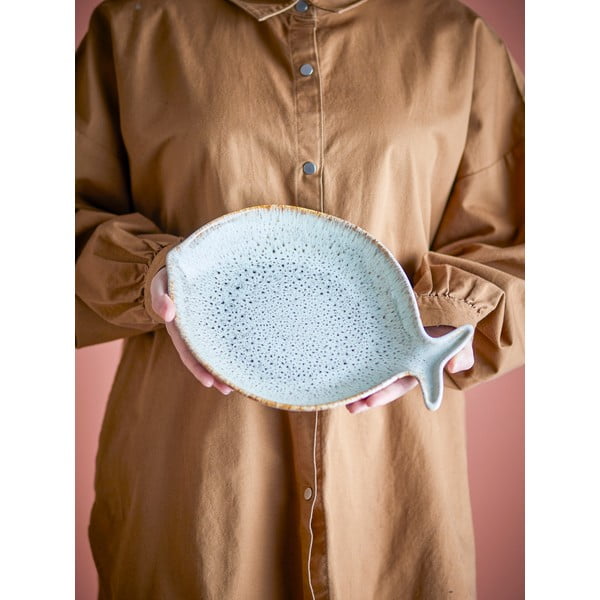 Modrý/béžový servírovací talíř z kameniny Fleur – Bloomingville-image-1