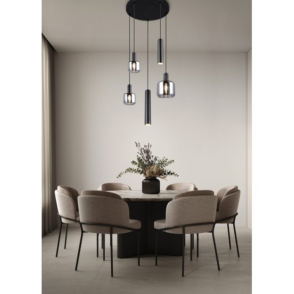 Černé závěsné svítidlo s kovovo-skleněným stínidlem ø 40 cm Mataro – Trio-image-1