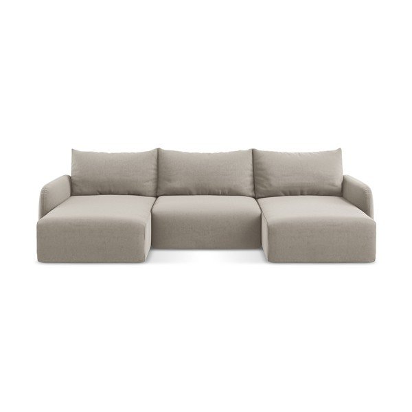 Taupe sametová rozkládací/s úložným prostorem rohová pohovka (do "U") Kalena – Makamii