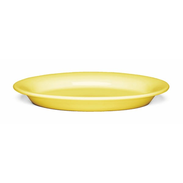 Žlutý oválný kameninový talíř Kähler Design Ursula, 22 x 15,5 cm