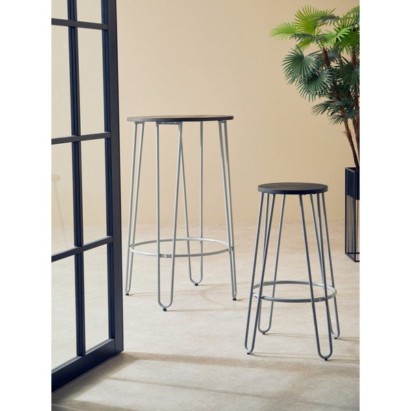 Šedá/v tmavě přírodní barvě barová stolička z jilmového dřeva (výška sedáku 75 cm) District – Premier Housewares-image-1