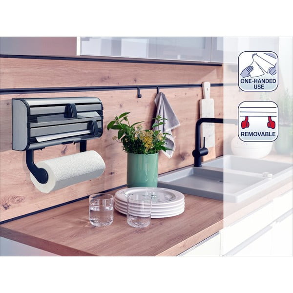 Nástěnný kovový držák na fólie a papírové utěrky ve stříbrné barvě Parat Royal – LEIFHEIT-image-4