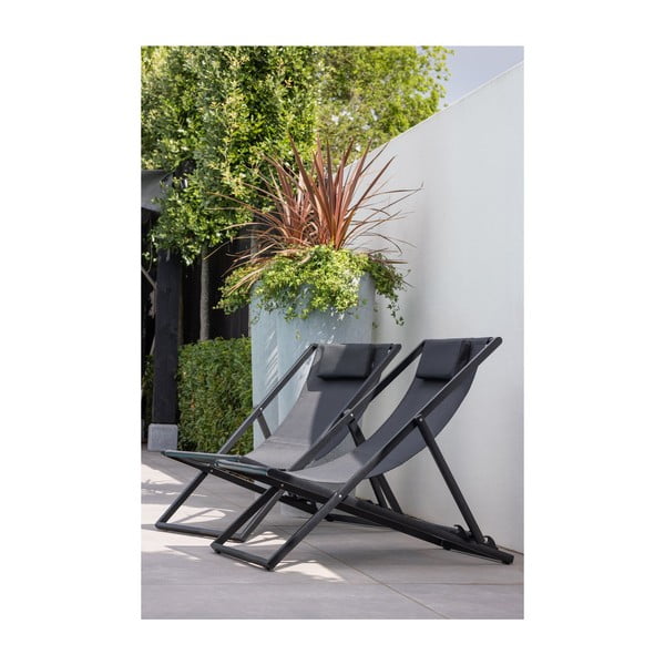 Černé kovové skládací zahradní lehátko Esper – Exotan-image-1
