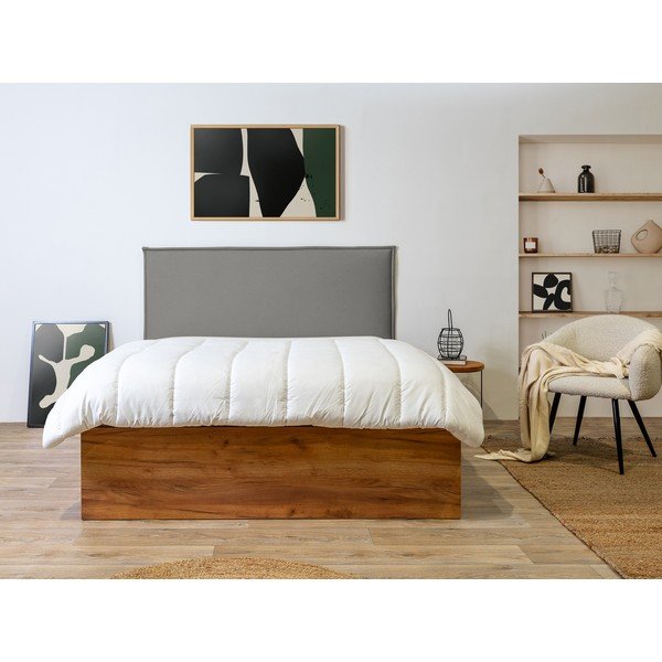 Šedo-přírodní dvoulůžková postel s úložným prostorem s roštem 140x190 cm Cara – Bobochic Paris-image-3