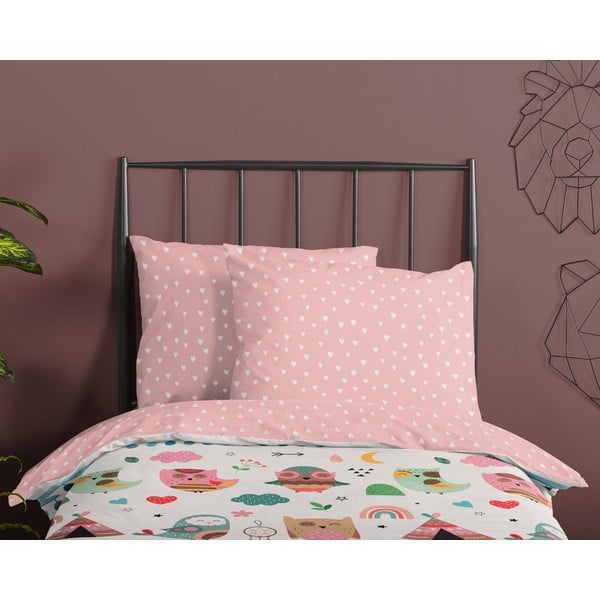 Růžové bavlněné dětské povlečení na jednolůžko 140x200 cm Wise – Good Morning-image-2